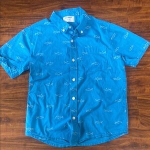 Old Navy Blue Button Down Shirt Lightweight Cotton Blend